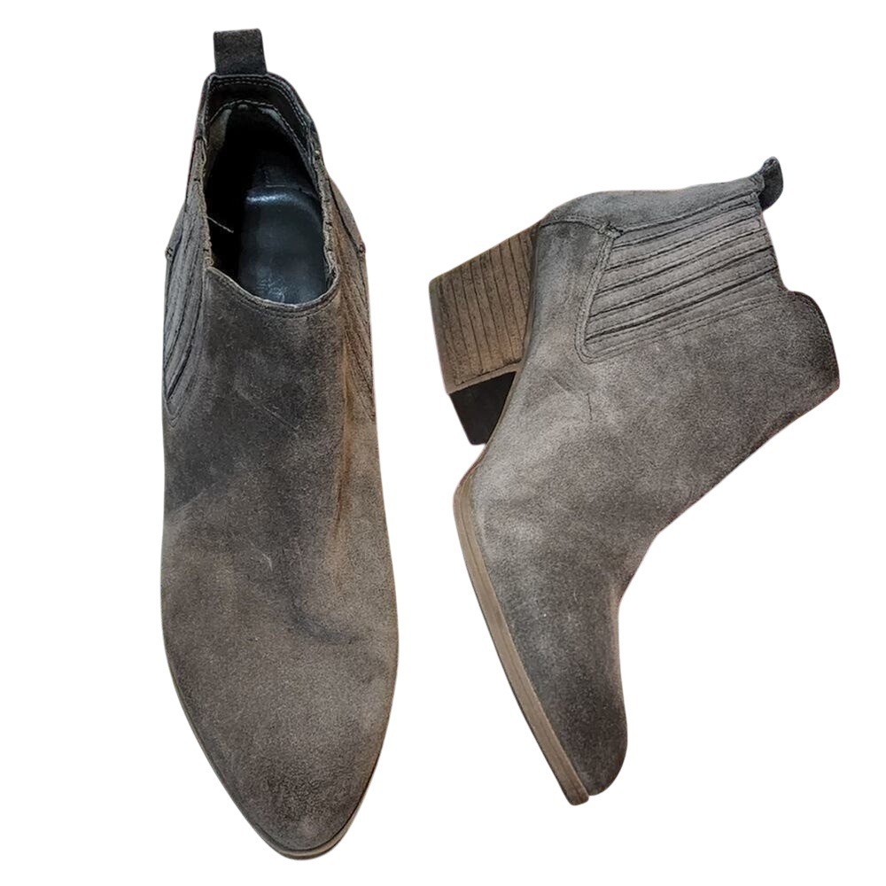 Crown vintage Grey Chelsea suede leather‎ booties Boots Western size 9